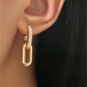 Gold link chain drop earrings